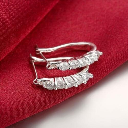 New Selling 925 Sterling Silver Earrings for Women Jewelry All-match trend Zircon Ear buckle Christmas Gifts