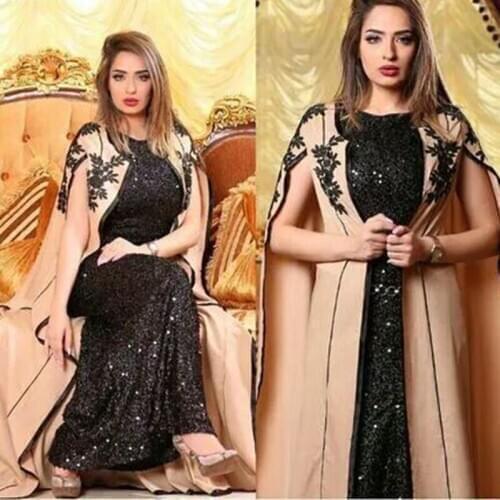 New Arrival Black Sequine lace muslim evening dress 2019 Suknia wieczorowa evening gowns for women Dubai Arabic dress