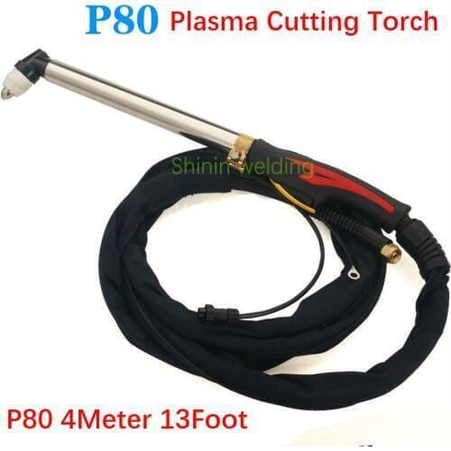New P80 extended complete torch 4meter 13Foot chtter iron plasma cutting torch stainless steel LGK-80/100 curved handle torch