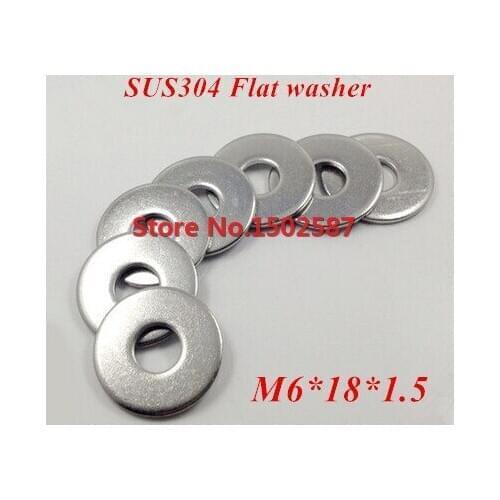 100 Pieces M6*18*1.5 Thick DIN 9021 Flat Washer A2-70 Stainless Steel SS304
