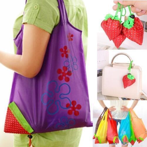 800p Hot Creative environmental storage bag Handbag Strawberry Foldable Shopping Bag Reusable Folding Grocery Nylon eco tote Bag