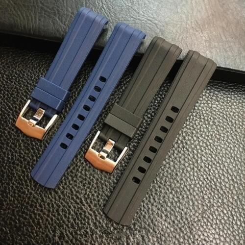 MERJUST New 20mm Black Blue Soft Dustproof Silicone Rubber Strap Watchband Special for Omega Seamaster 300 Bracelet