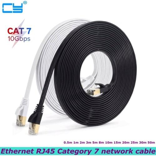 Best price Cat 7 shielded Ethernet RJ45 network cable Cat7 flat Ethernet jumper for modem, router, LAN, PC 5M 10m 15M 30M 50M