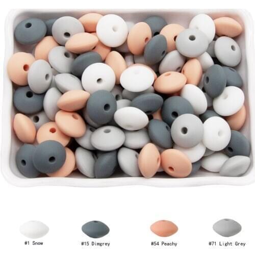 Cute-idea 12mm 100PCs/lot Lentil Silicone Beads Teether Pacifier Chain Accessories Handmade Baby Product Toy Teething BPA Free