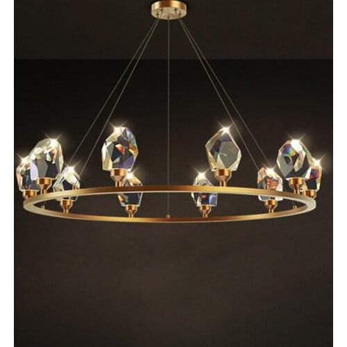 LED Postmodern round crystal chandelier Designer Lustre Suspension Luminaire For Dinning Room diamond chandelier