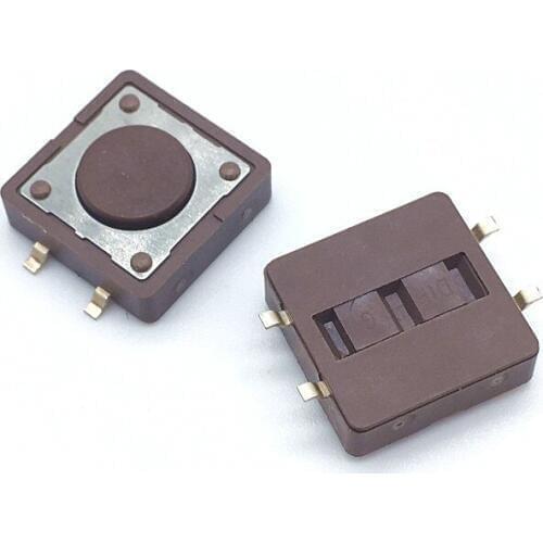 Wholesale Free Shipping 100pcs 12x12x4.3mm Tactile Tact Push Button Switch SMD 4pin Micro Switch 12*12*4.3MM DTSM-2 Brown Button