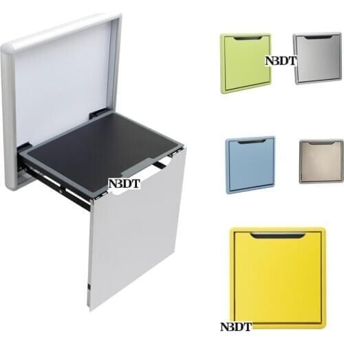 Thin Wall Mount Aluminum Folding Seat Stool Soft Slow Motion Bathroom Closet Cloakroom Vestibule RV White Silver Champagne