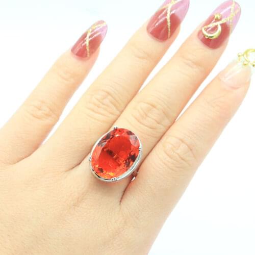 16x14mm Ravishing Created Pink Raspberry Rhodolite Garnet CZ For Women Daily Wear Silver Rings Wholesale Drop Shipping