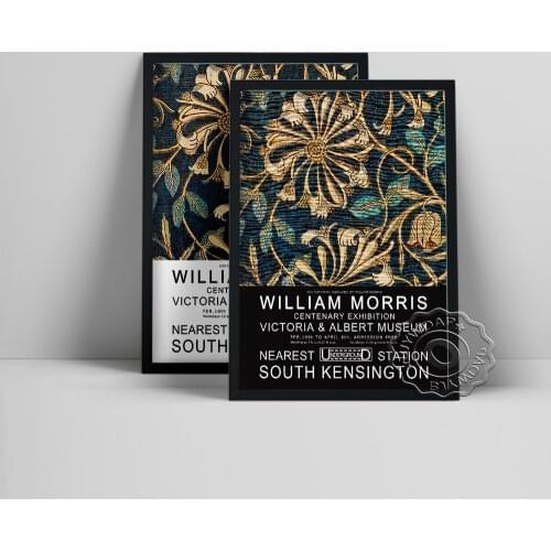William Morris Exhibition Museum Vintage Art Prints Poster, Arts Crafts Movement Wall Hanging Stickers, Living Room Home Decor