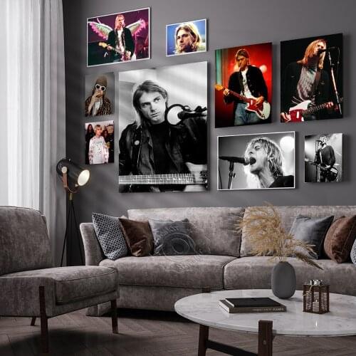 Rock Band Nirvana Kurt Cobain Vintage Poster Music Singer Star Wall Art Painting Bar Pub Home Decor Retro Wall Stickers Canvas