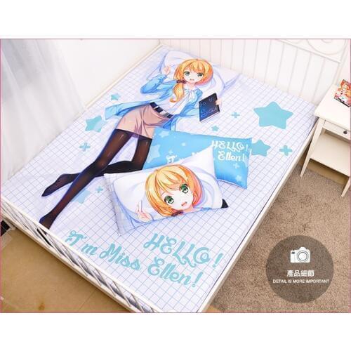 Japanese Anime Cartoon Ellen Baker Milk Silk Mattress Cover Fitted Sheet Fitted cover bedspread counterpane bedding No.E001