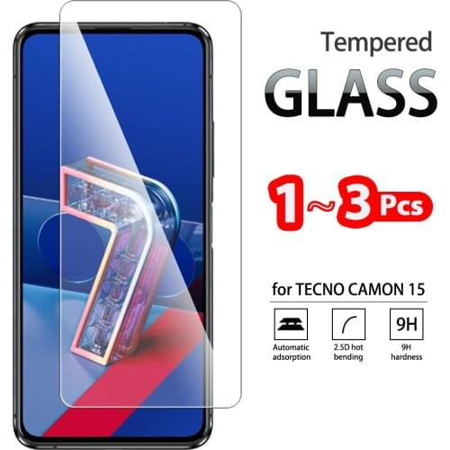 1-3 Pcs Full Tempered Glass For TECNO Camon 17 16 15 12 11 Pro Screen Protector for Camon 15 Air 16 17 Premier Protective Film