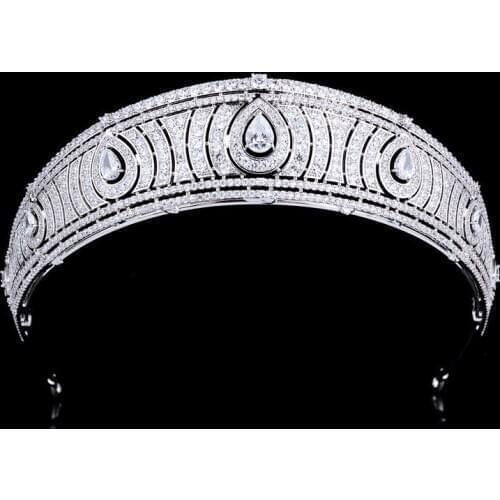 PEORCHID Luxury Rhinestone Zircon Bridal Tiara Women Head Accessory Wedding Headwear Princess Birthday Crown Jewelry