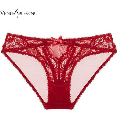 VENUSS BLESSING womens sexy lace panties seamless cotton breathable crotch of cotton panty Hollow briefs girl underwear