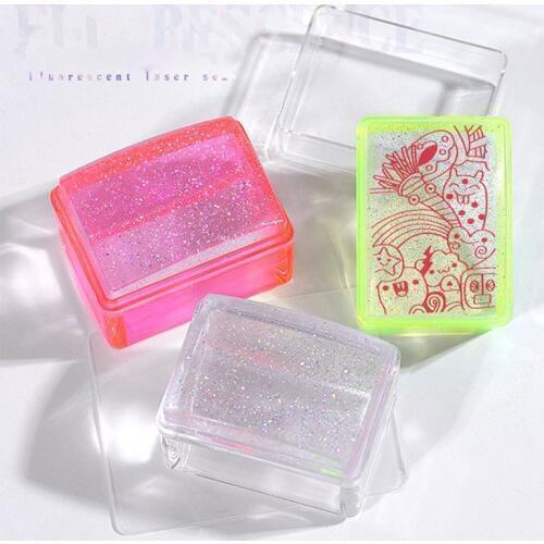 1Set Holographic Transparent Jelly Silicone Nail Stamper With Scraper Manicure Stamp Template Tools Stamper For Stamping Kits