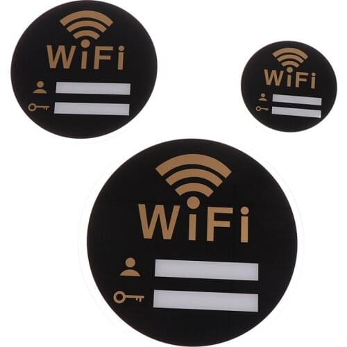 1PC Round WIFI Sign Acrylic Mirror Wall Stickers Rewritable For Public Shope WIFI Signage