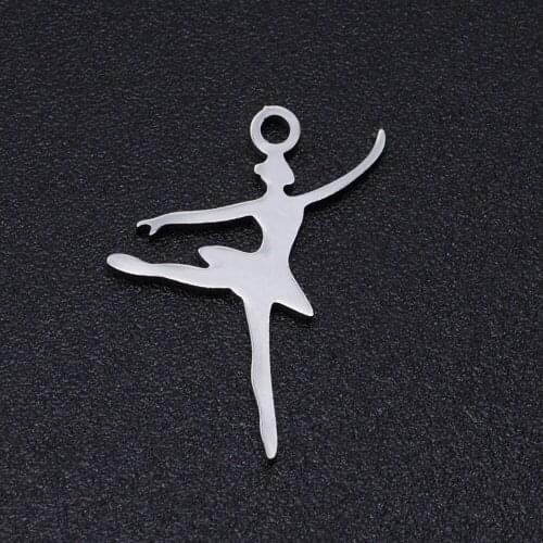 10pcs/lot 13*18mm Stainless Steel Ballet Dancer Girl Pendant Bracelet Charms DIY Jewelry Making Handicraft Accessories Wholesale