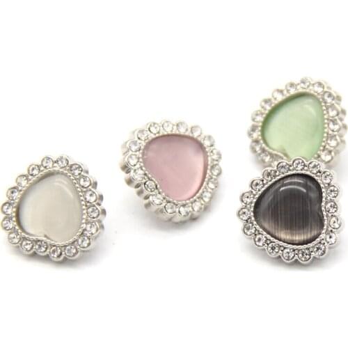 10pcs Rhinestones Heart Metal Diamond Buttons For Clothes Women Shirt Dress Vintage Decorations Sewing Accessories Wholesale