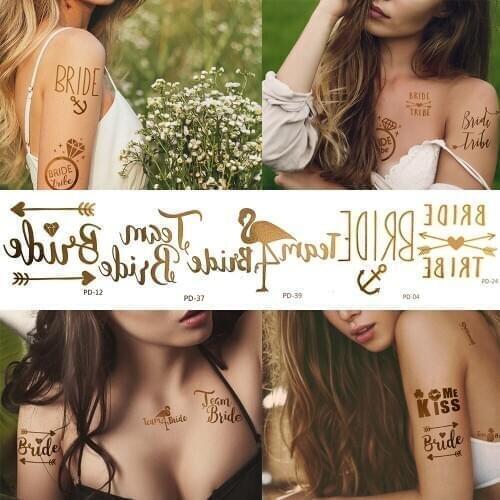 10pcs Bride Wedding Decoration Temporary Tattoos Flash Arrow Love Flamingo Accessories Tattoos Fake Bridesmaid Party Tatoo Tribe