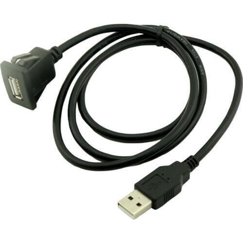 1x Car Dashboard Flush Mount USB 2.0 A Socket Extension Lead Panel Connector Cable Cord 1m