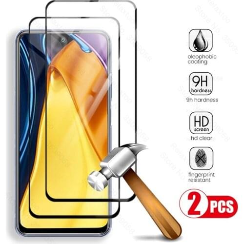 2pcs full cover tempered glass for xiaomi pocophone poco poko little m 3 m3 pro 3m m3pro 5g 2021 screen protectors film steklo