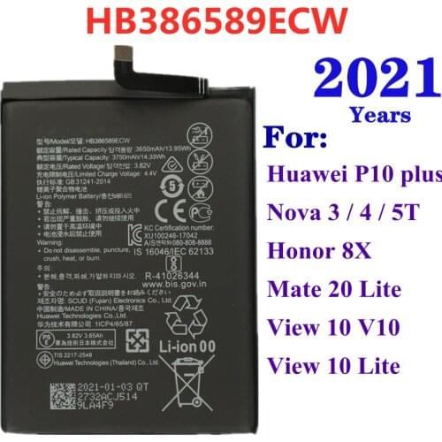 2021 For Nova 3/4/5T/Mate 20 Lite/Huawei P10 Plus/View 10/10 Lite/Honor 8X/Honor 20/20s/Honor Play Phone Battery HB386589ECW