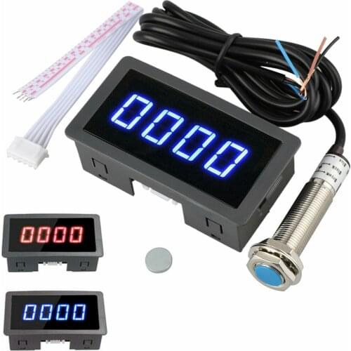 4 Digital Led Tachometer Rpm Speed Meter + Hall Proximity Switch Sensor Npn