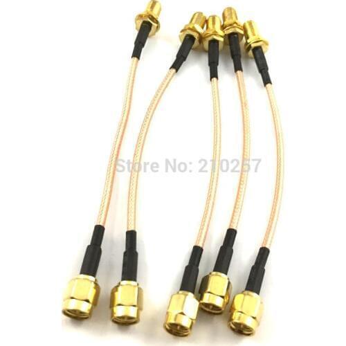 5pcs New RP-SMA Female with Nut Blukhead to SMA Male RF Pigtail Cable RG316 10cm 4inch High Quality