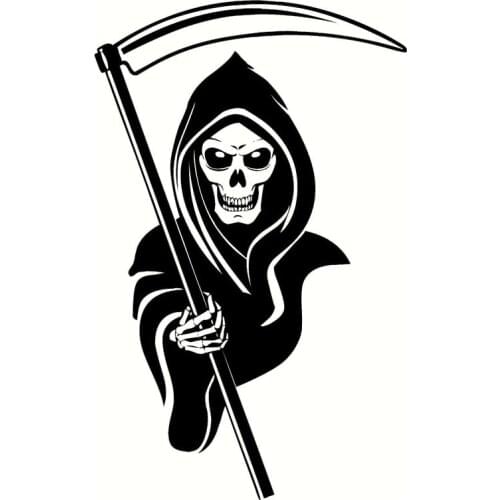 9.5*15.1CM Personalized Car Stickers Halloween Death Funny Motorcycle Vinyl Decals Black/Silver C7-1293