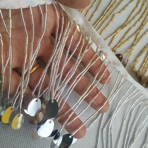 90cm Sequin Bead Tassel Fringe Lace Trim Ribbon For Sewing Latin Dress Stage Garment Curtains Decoration DIY Accessories