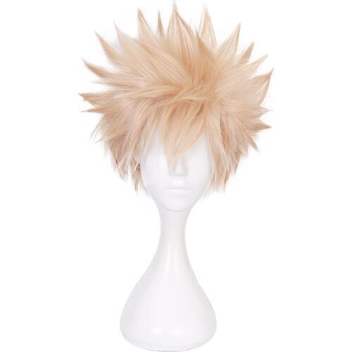 Anime My Hero Academia Baku No Hero Bakugou Katsuki Bakugo Short Linen Blonde Heat Resistant Cosplay Costume Wig