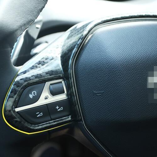 Car Carbon fiber steering wheel trim decorative steering wheel button frame cover sticker for Peugeot 4008 2017 2018 car Styling