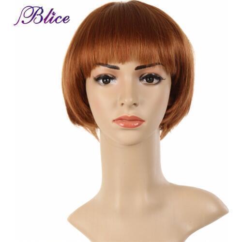Blice Synthetic Wig Mix Color #27/350 Straight Wig Blunt Bang Wig Fiber Wigs Women