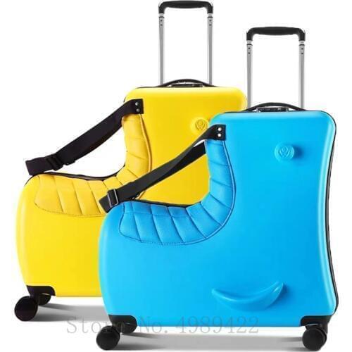 New Cute Cartoon kids Rolling Luggage Spinner Suitcase Wheels Student Multifunction Trojan horse Trolley luggage bag Travel Bag