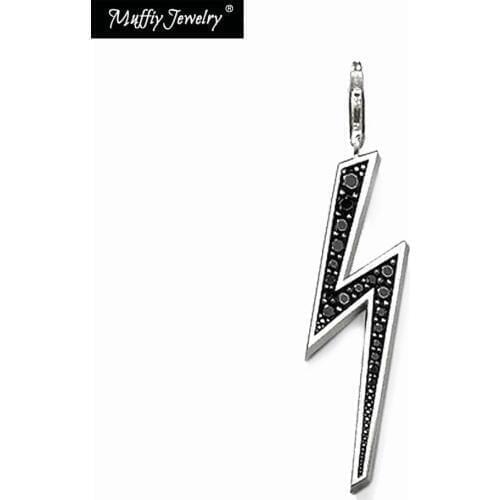 Black Lightning Pendant,Europe Style Glam Fashion Good Jewelry For Men Women, Gift In 925 Sterling Silver Gift Fit Necklace