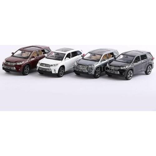 1:32 Jackiekim For Toyota Highlander 2018 Diecast Car SUV Model Toys Kids Pull Back Sound light Black/White/Gray/Wine red