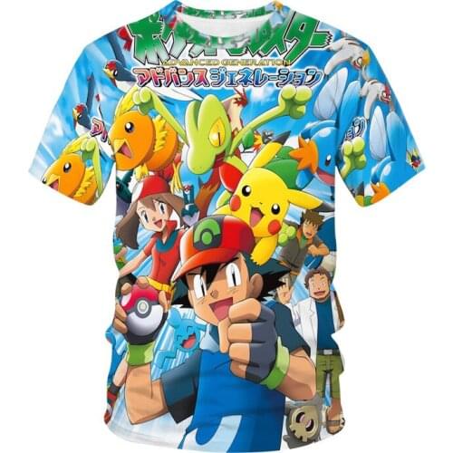 Pokemon T Shirt Summer Print Tops Tees Shirts Kawaii Clothes Cartoons Pikachu Short Sleeve Child Women Fashion Loose Clothing