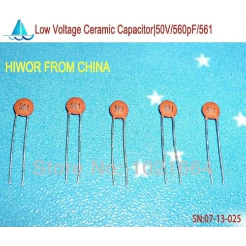 1000pcs/lot)(Ceramic Capacitors|Low) 50V 560pF 561, Low Voltage Ceramic Disc Capacitor, TOL.10