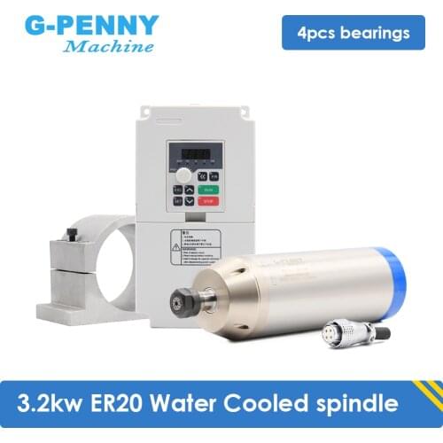 New Arrival! 3.2kw water cooled spindle kit 4 pcs ceramic ball bearings & 4.0KW QL inverter & 100mm Bracket