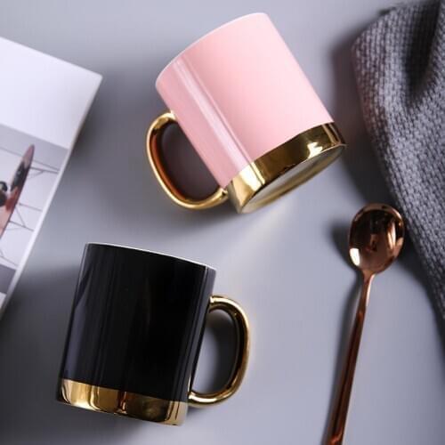 Creative Mug Ceramic Cup Nordic Simple Coffee Cup Couple Cup with Handle Gold Tracing To Customize Mug Coffee Mug