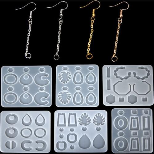 Stainless Steel Earring Hooks Silicone Mold For DIY UV Epoxy Resin Molds Jewelry Making Tools Dried Flower Resin Casting Mould
