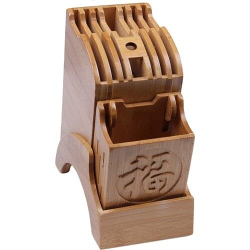 Kitchen Bamboo Knife Holder Chopsticks Storage Shelf Storage Rack Tool Holder Bamboo Knife Block Stand Kitchen Accessories