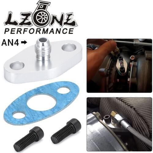 LZONE - AN4 Male Turbo Oil Feed Inlet Flange Adapter Kit w/Gasket For T3 T4 T04 T04B T04E JR-OFG31