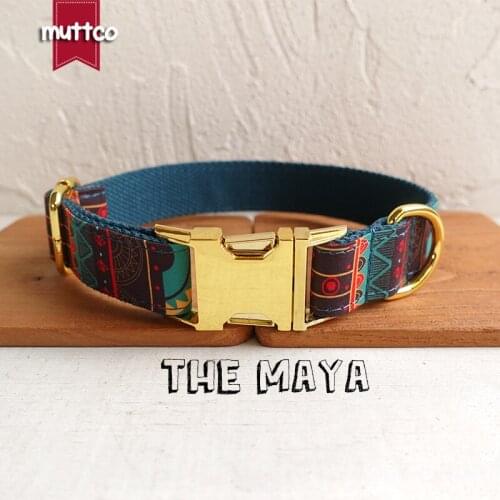 MUTTCO retailing special ethnic style colorful handmade soft dog collars THE MAYA self-created dog collar 5 sizes UDC043B