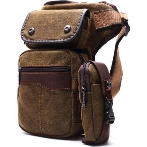 Men Canvas Drop Leg Bag Cross Body Messenger Shoulder Pocket Thigh Hip Belt Bum Fanny Pack Waist Travel Motorcycle