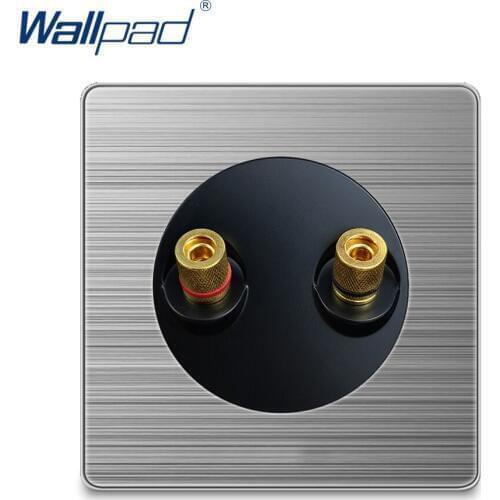 Wallpad 2 Audio Socket Wall Power Socket Electric Outlet Silver Stainless Steel Panel For Home