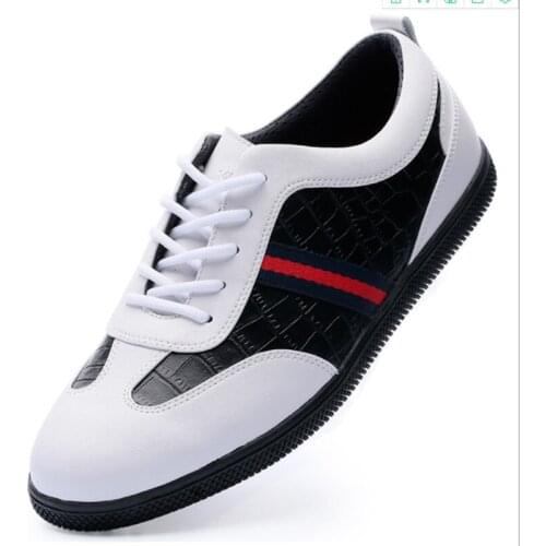 New Men Golf Shoes Genuine Leather Black White Golf Sport Walking Sneakers Leather Mens Golf Training Sneakers Brand