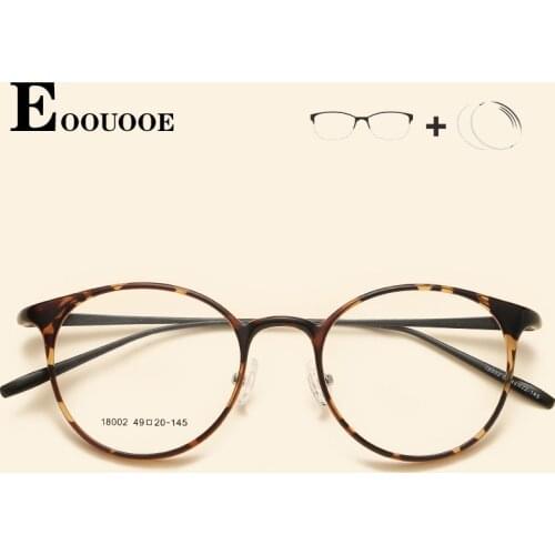 EOOUOOE TR90 Round Glasses Frame Men Women Gafas Mujer Eyewear Optical Glasses Oculos de sol Class Goggles Prescription Index