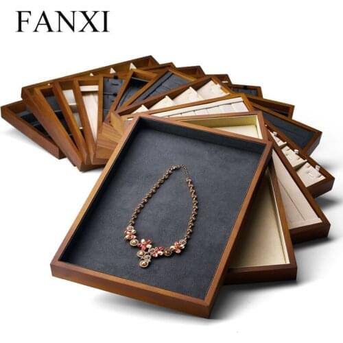 FANXI Jewelry Tray Jewelry Display Tray Solid Wood Ring Necklace Bracelet Storage Tray Shop Use Pallet