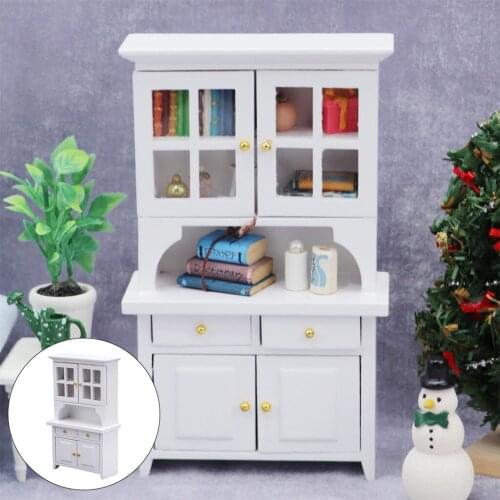 Miniature Wood Shelves Cabinet Storage 12th Dollhouse Furniture